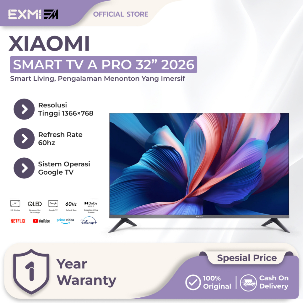 Xiaomi TV A Pro 32 Inch 2026 Full HD Smart TV Google Assistant Google TV Chromecast