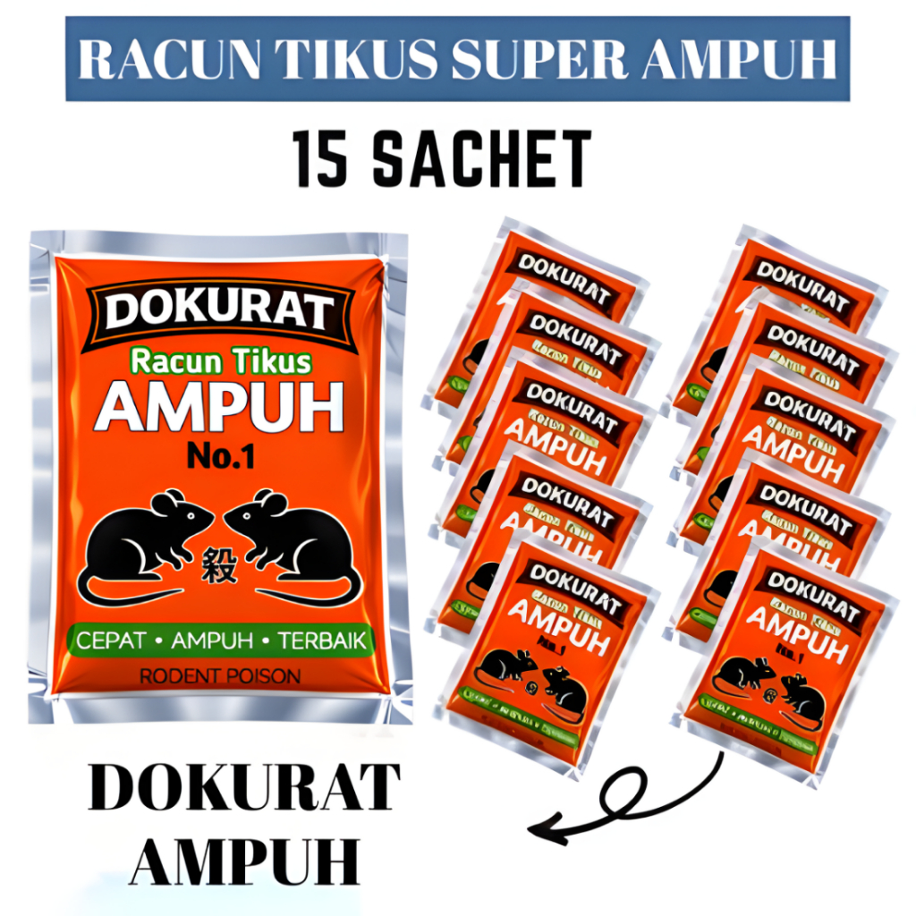 15 PCS RACUN TIKUS MATI KERING & TIDAK BAU PALING AMPUH DOKURAT MERAH HOLOGRAM PENGUSIR TIKUS