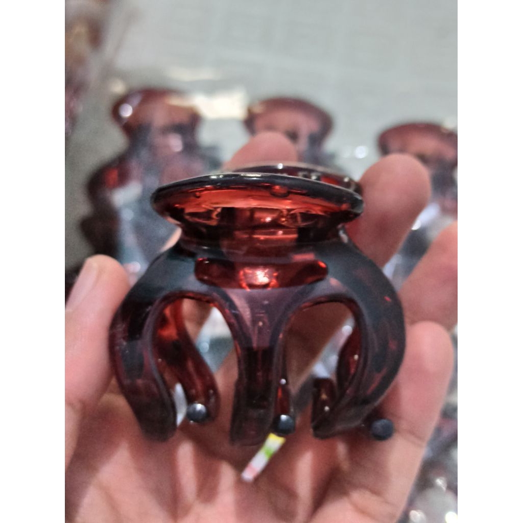 Jepit Rambut Jedai Besar Coklat Bening 5 Cakar 5cm - Plastik Tebal, Tahan Banting, Tahan Lama