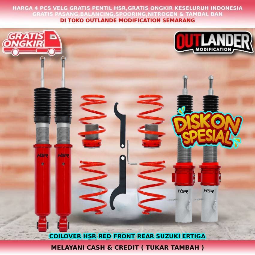 COILOVER HSR RED FRONT REAR SUZUKI ERTIGA GRATIS PEMASANGAN| SPOORING| BALANCING| COCOK UNTUK ERTIGA