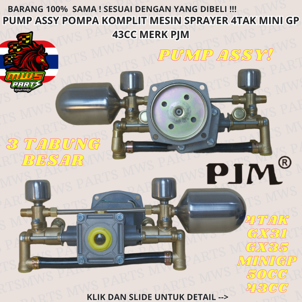 POMPA KOMPLIT PJM 3TABUNG PUMP ASSY PAM ASSY KONVERTER 2TAK 4TAK POMPA SPRAYER MODIF THAILAND MESIN 