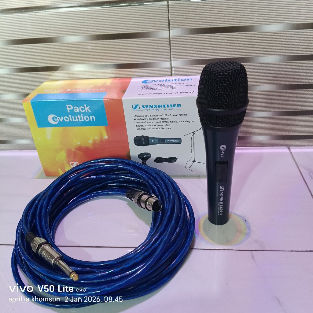 MIK SENNHEISER, PANJANG KABEL 10 METER, FUUL BESI, MIK VOCAL