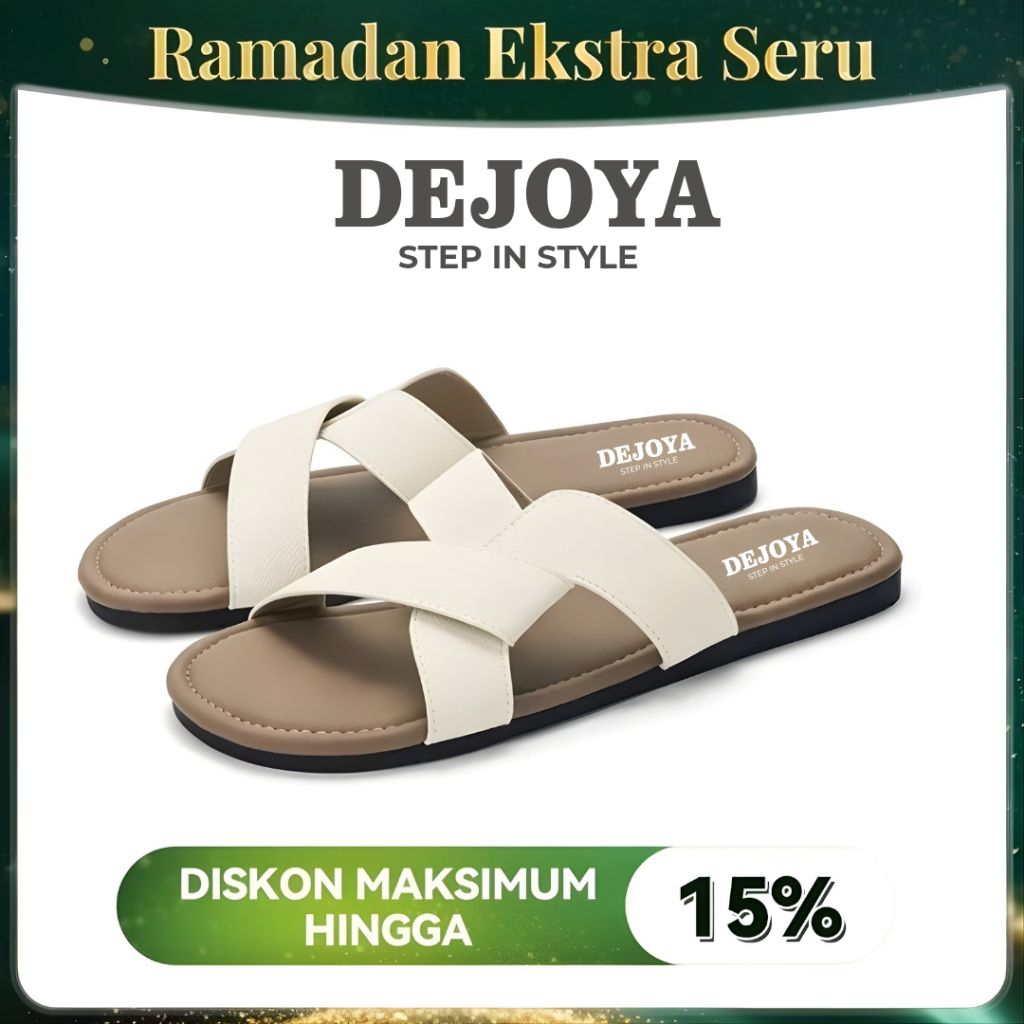 [Big Size]DEJOYA Sandal Flat Wanita Big Size Terbaru Slop Flat Sol Karet Anti Licin Sendal Bostanten