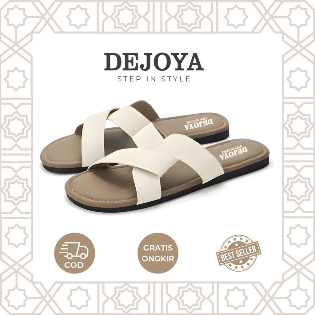 DEJOYA Sandal Flat Wanita Big Size Slop Flat Sol Karet Anti Licin