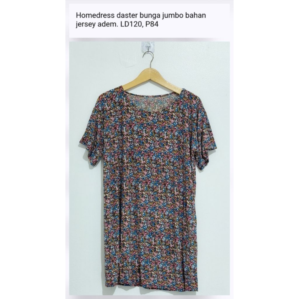 Homedress daster bunga jumbo bahan jersey adem pernah dipakai