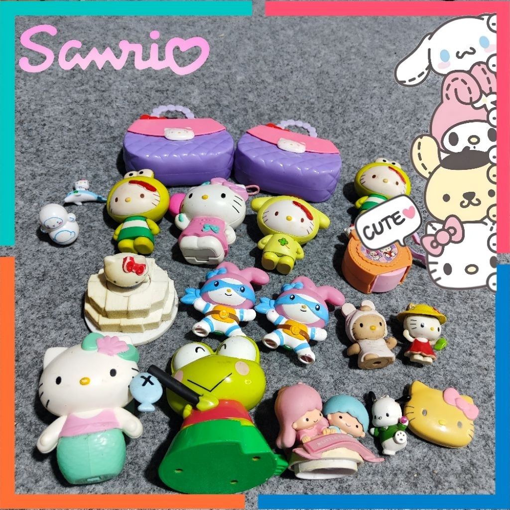 Mainan sanrio action figure pajangan sanrio lisense campur mcd dan non mcd