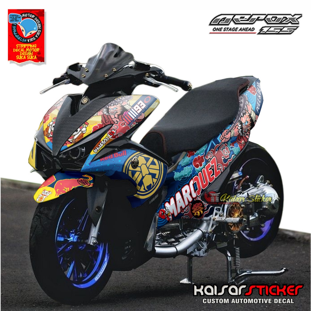 Yamaha - Striping Sticker Decal Yamaha Aerox 155 Old Full Body Motif Marques Helm