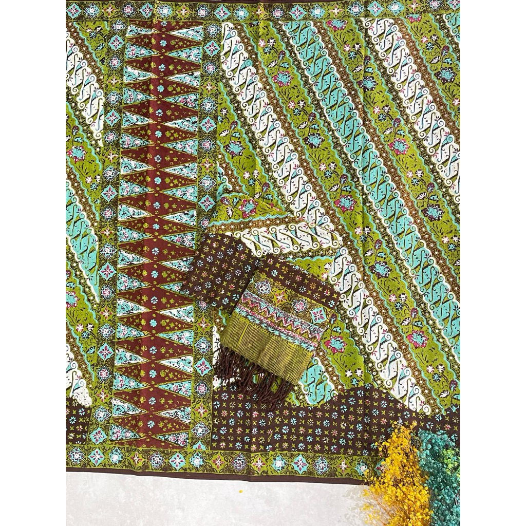 kain batik cap bahan doby sarimbit bapak ibu sarung selendang motif permen trusmi cirebonan