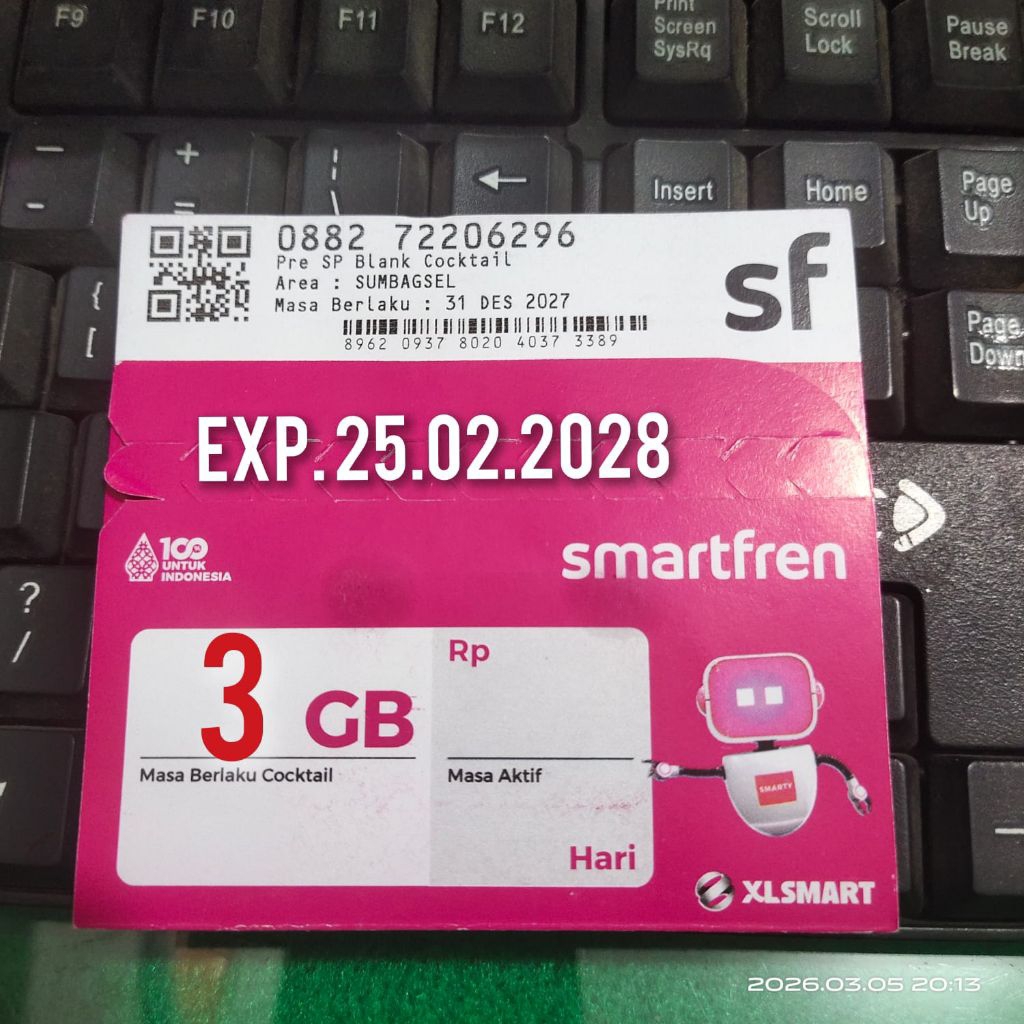 KARTU PERDANA smartfren PAKET 3GB COVER SUMBAGSEL