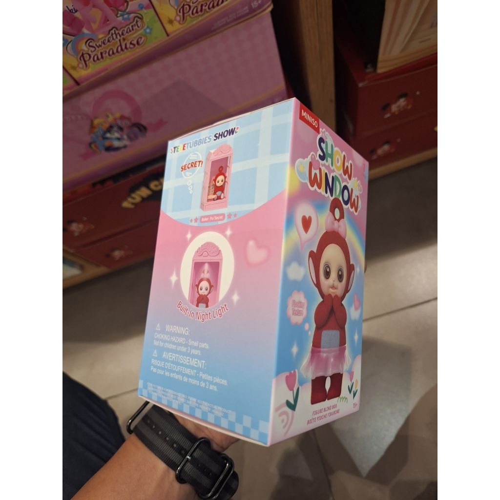 miniso original x teletubbies shiw window blindbox mainan figure