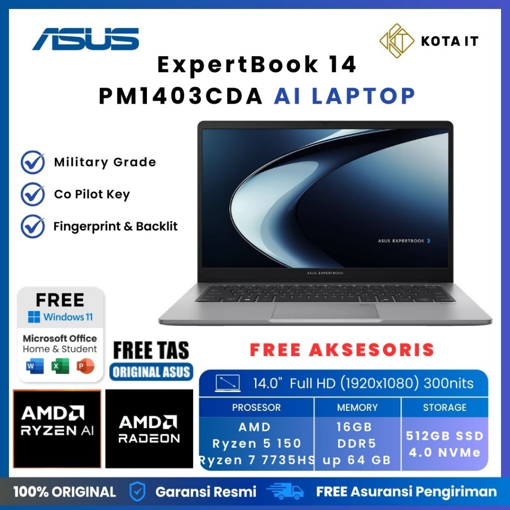 LAPTOP ASUS EXPERTBOOK PM1403CDA S65151WS (Ryzen 5 150) / S67150WS (Ryzen 7 7735)