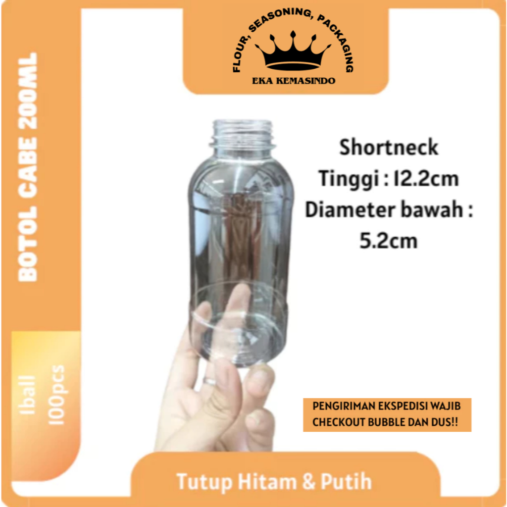 Botol Plastik Cabe 200ml | Botol Cabe 200ml | Botol 200ml | Botol Plastik 200ml Shortneck
