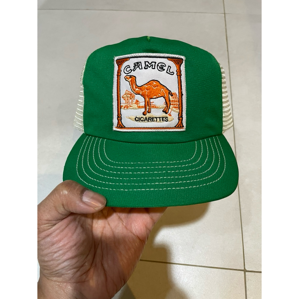 Topi Vintage Green Camel Cig Trucker Hat Made in USA