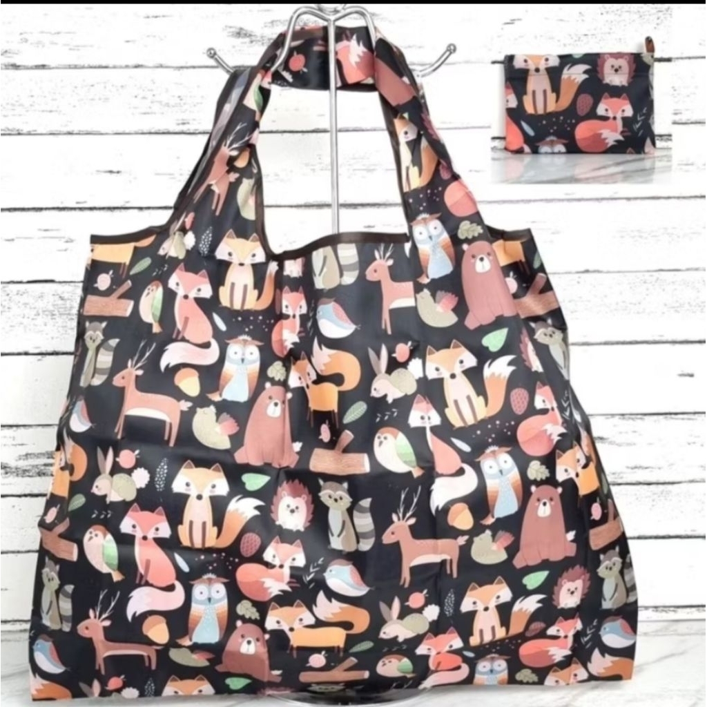 Tote bag animal lucu tas wanita lipat motif animal tas belanja lipat motif animal shopping bag motif