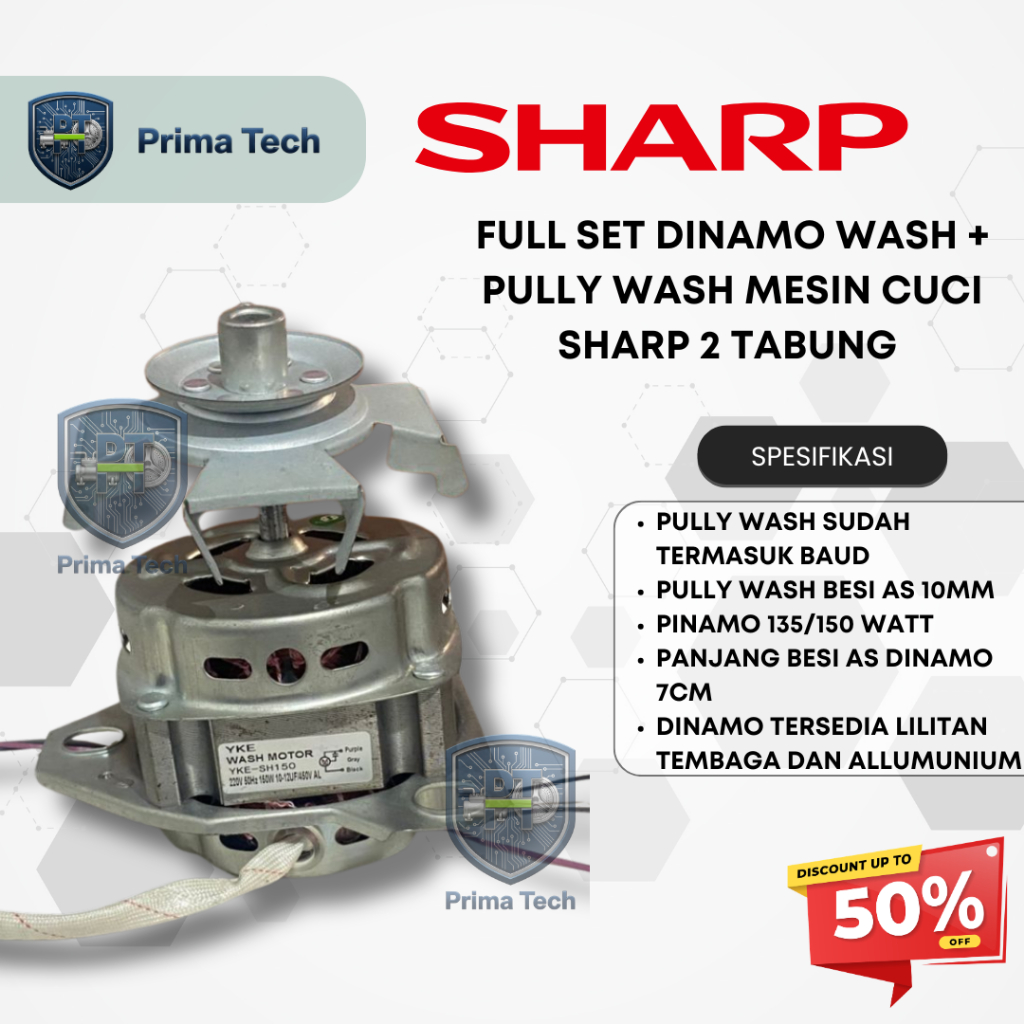 SATU SET / FULLSET DINAMO WASH + PULLY WASH MESIN CUCI SHARP 2 TABUNG