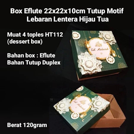 Box Eflute Kotak Kue Hampers Idul Fitri Ukuran 22x22x10 Cm Dus Bolu Hadiah Packaging Kado Idul Fitri
