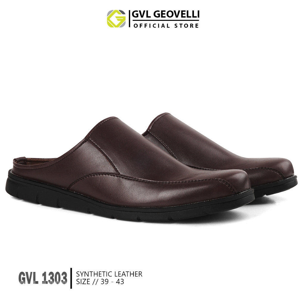 GVL Geovelli G1303 Valdemar Sepatu Sandal Bustong Pria Warna Coklat Kulit Sintetis