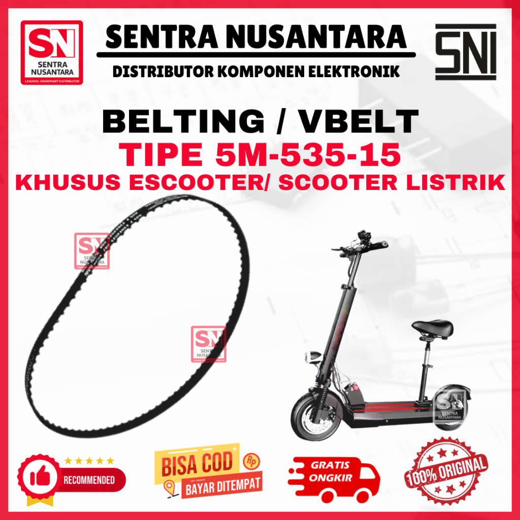 Vanbelt Scooter 535-5M-15 Original | Belting 5M-535-15 Khusus e-Scooter Asli | Vbelt 535 5M 15 Scoot