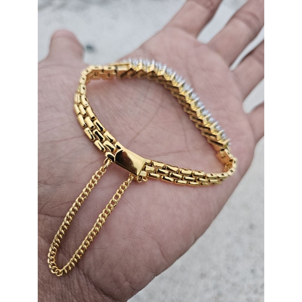Gelang emas berlian banjar motif serong bandung gelang full berlian asli