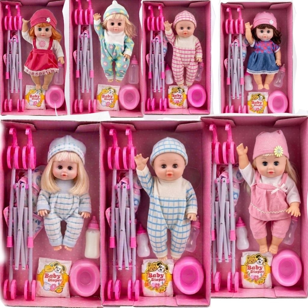 BONEKA BABY BAYI DORONG STROLLER SUARA NANGISAN MAMA PAPA