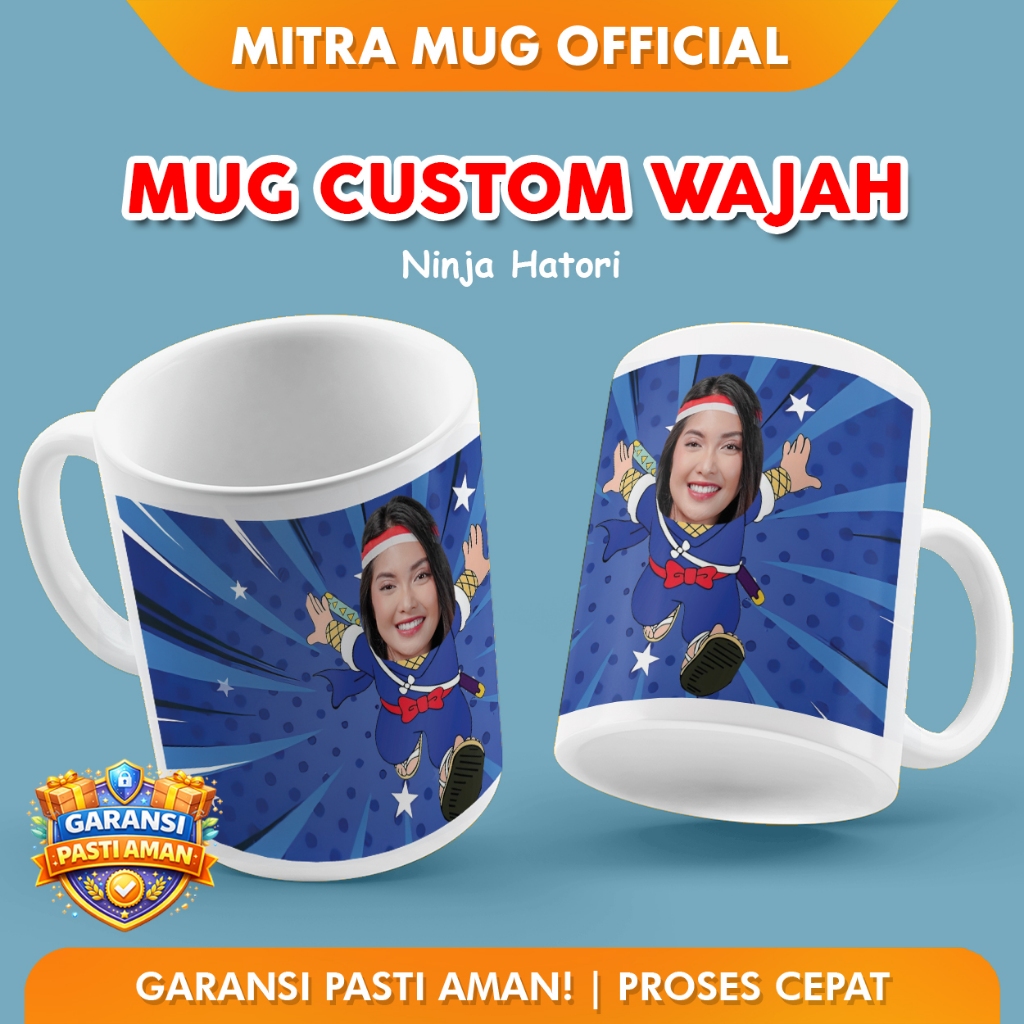 Custom Gelas Mug Foto Muka Hadiah Lucu Unik - Ninja Hatori