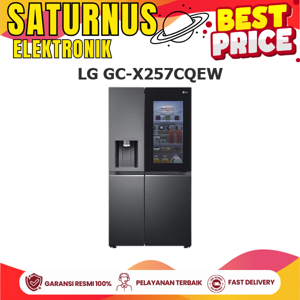 LG GC-X257CQEW KULKAS 4 PINTU SIDE BY SIDE UVNANO DISPENSER AND INSTAVIEW GCX257CQEW X257CQEW
