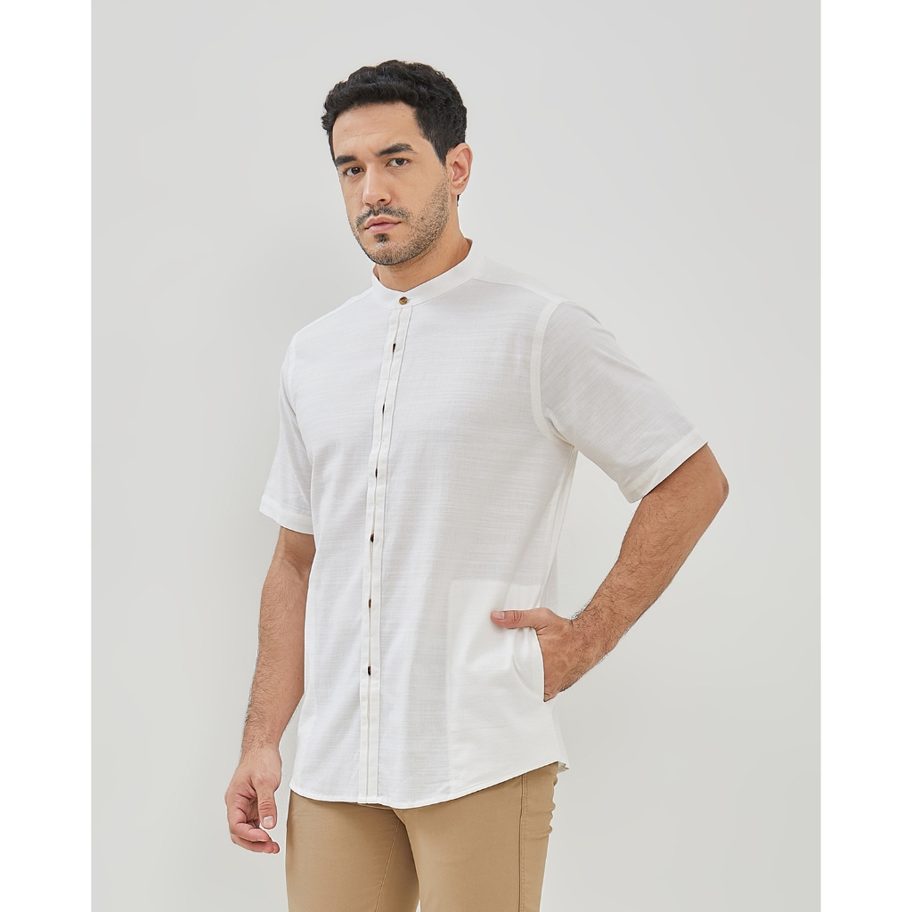KENT&CREW Kemeja Koko Lengan Pendek Putih Pria - C-ECEB02-A1