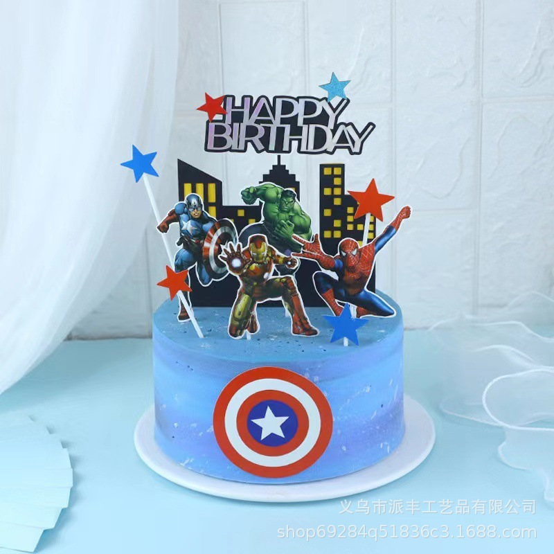 Hiasan Kue Kertas Superhero / Hiasan Super Hero Avanger Kertas / Topper Super hero Kertas