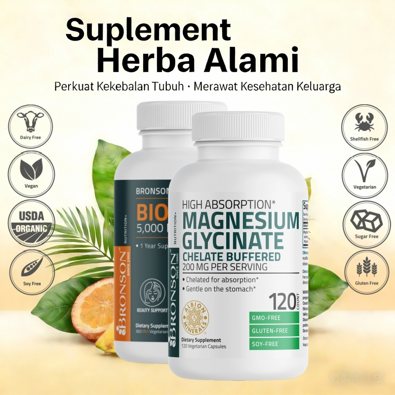 BRONSON Biotin 10.000mcg 360 Tablet + Magnesium Glycinate Bronson 200mg