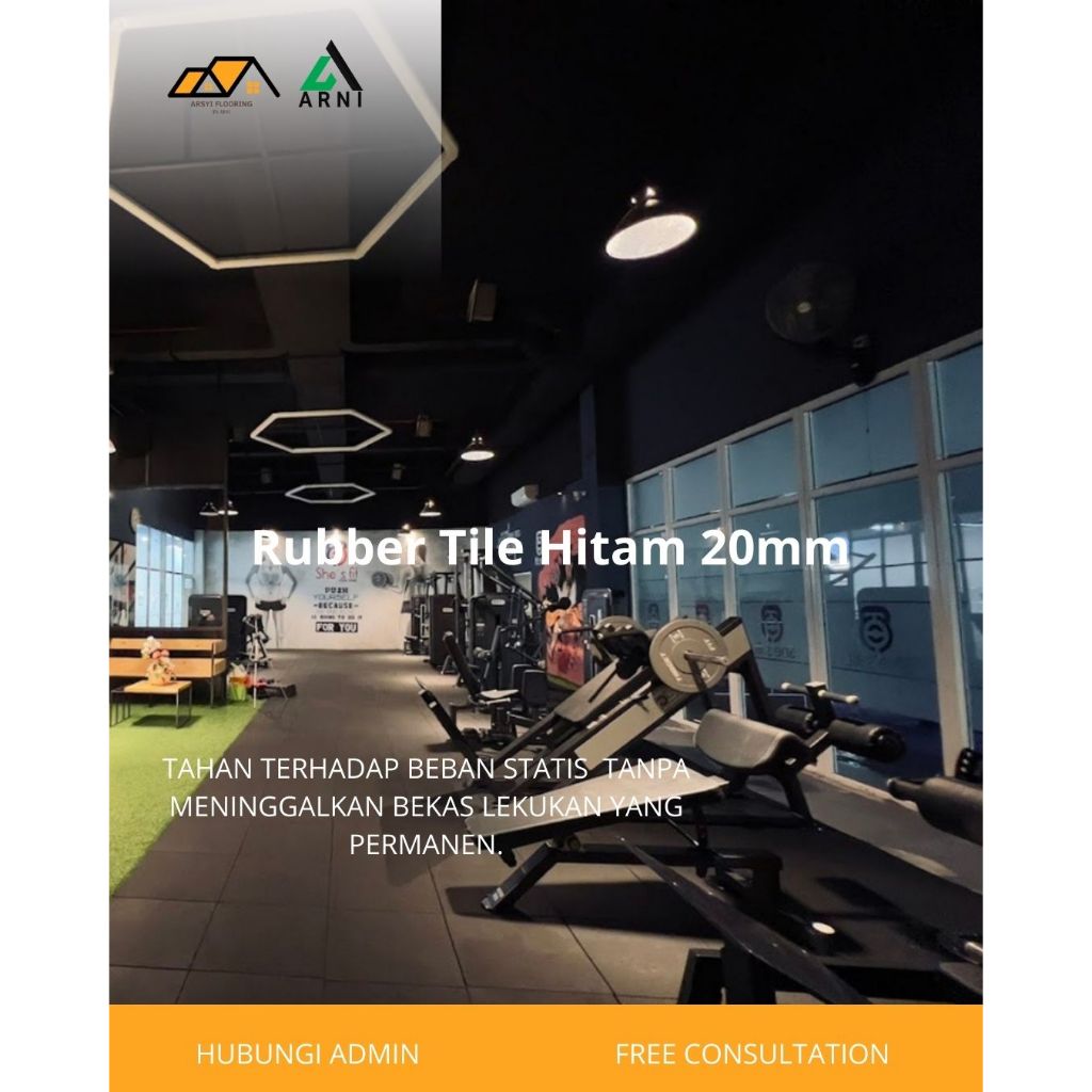 Rubber GYM Mat Tebal 20mm|Lantai KARET GYM