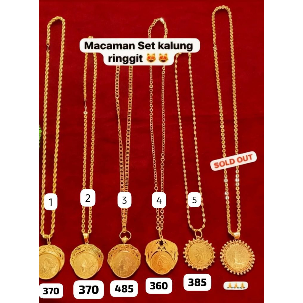 perhiasan set kalung ringgit tempahan