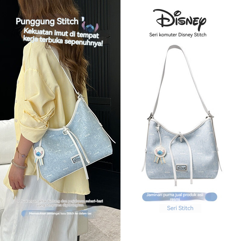 Tas Bahu Original Disney Stitch Wanita | Shoulder Bag Fashion Biru Motif Stitch | Tas Selempang Styl