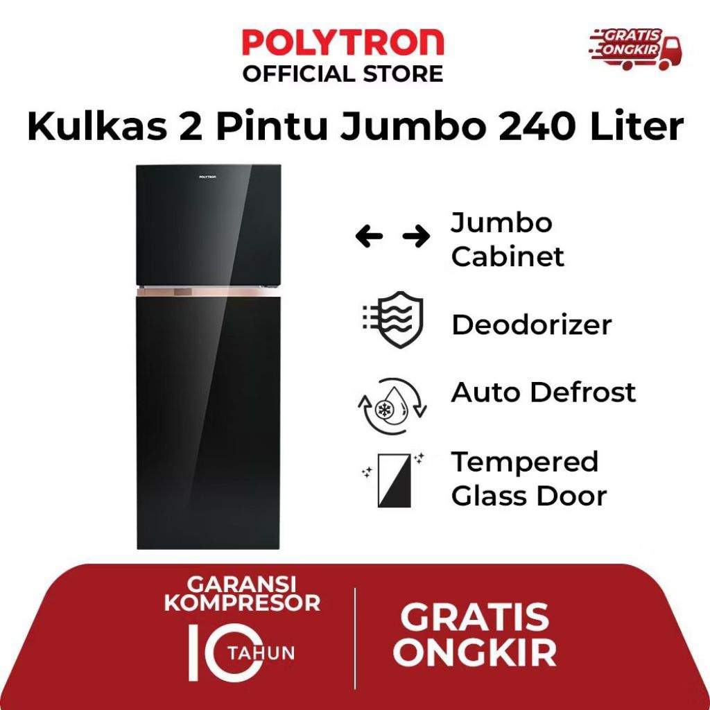 (CARGO) KULKAS POLYTRON 2 PINTU PRW25MNX PRW 25MNX 25 MNX Belleza Jumbo Series PRW-25MNX (Termasuk P