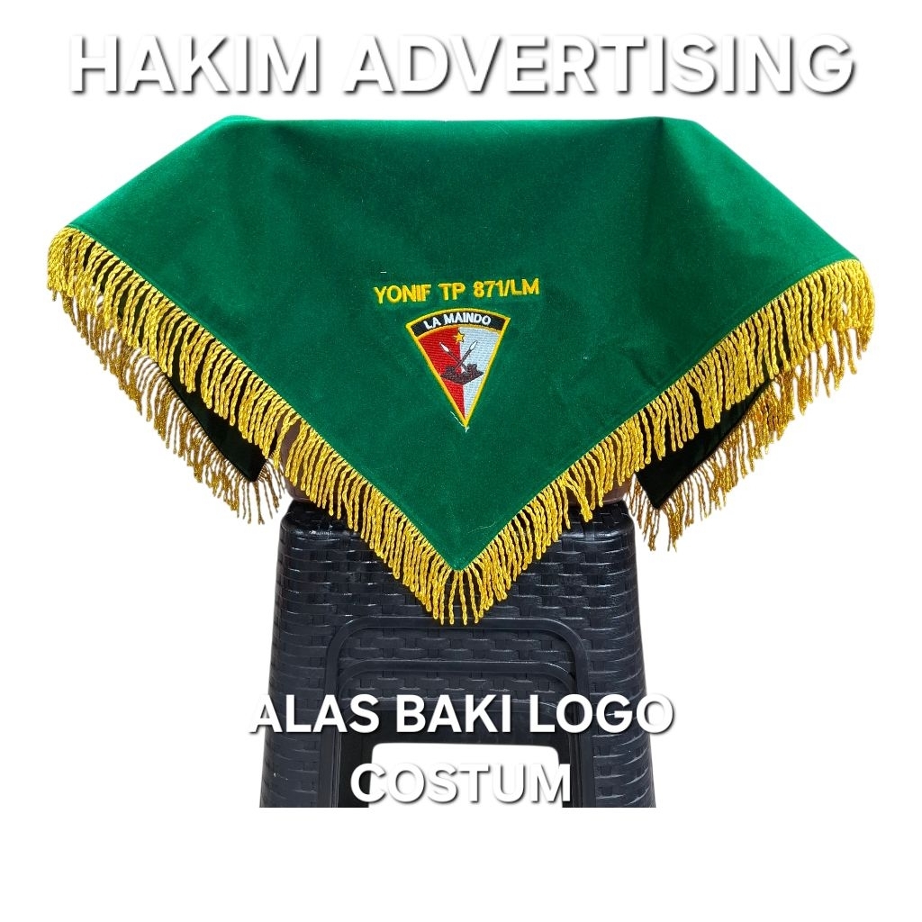 ALAS BAKI/TAPLAK BAKI BAHAN BLUDRU LOGO COSTUM BERKUALITAS
