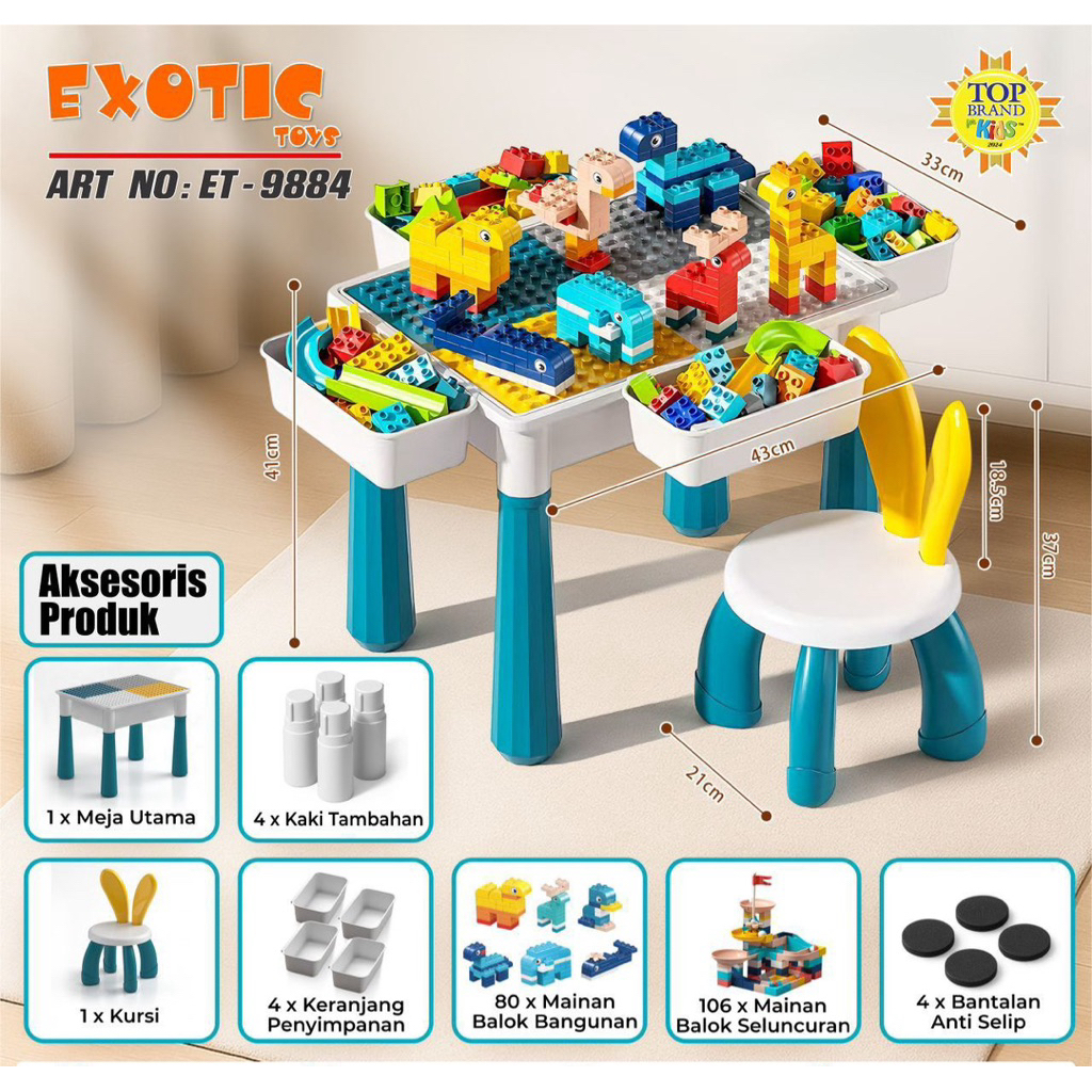 Meja Mainan Anak Exotic SB988 ET9882 ET9884 ET-9882 ET-9884 Multifungsi Dan Belajar Anak Mainan Lego