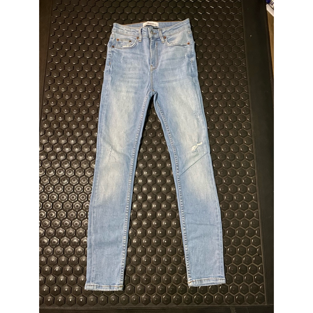 CELANA PANJANG JEANS DENIM ZARA WOMAN BIRU MUDA MEWAH BRANDED