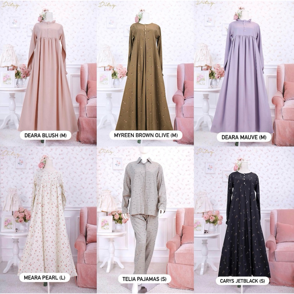 DITSY MARET 2026 - DEARA MAUVE, BLUSH, MYREEN BROWN OLIVE, TELIA PAJAMAS | MEARA PEARL CARYS JETBLAC