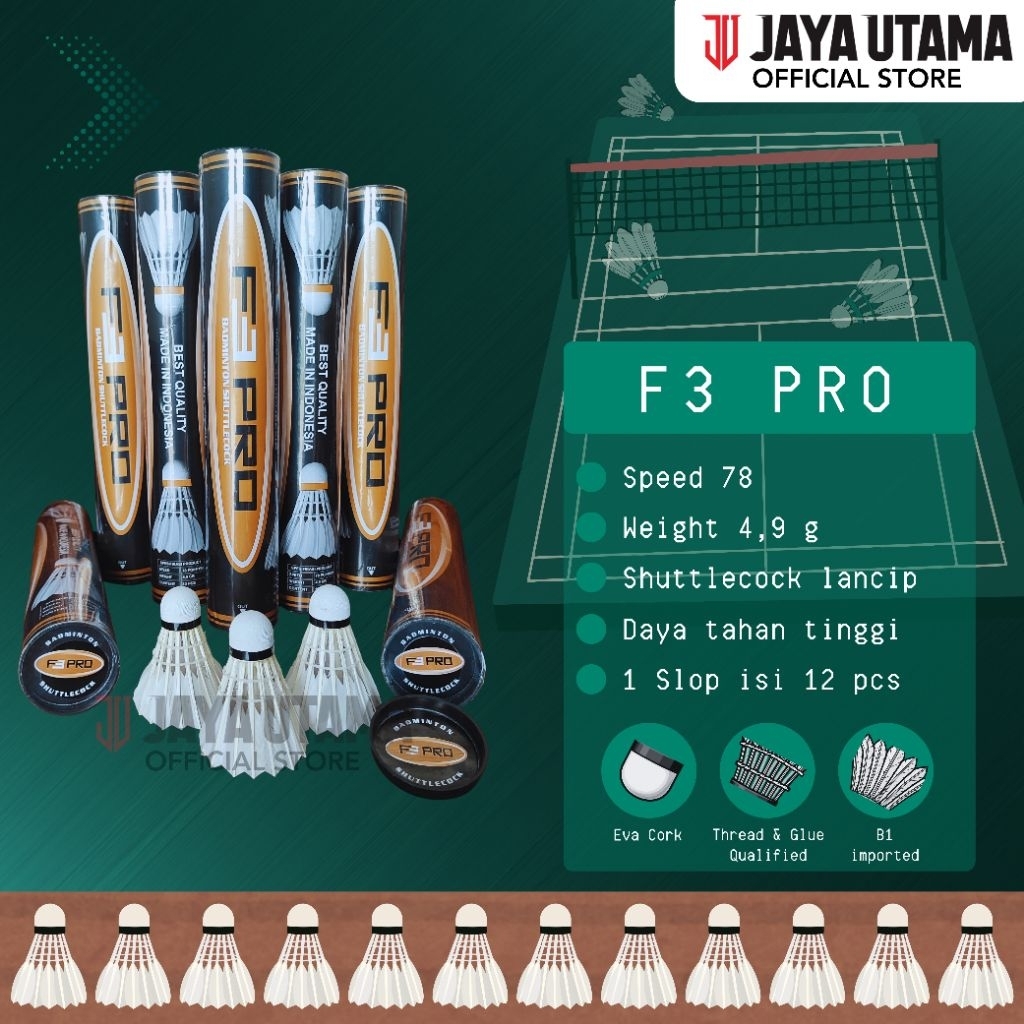 F3 Pro Shuttlecock | Shuttlecock Bulutangkis F3 Pro | Cock F3 Pro |  Kok Badminton F3 Pro | Kok Bulu