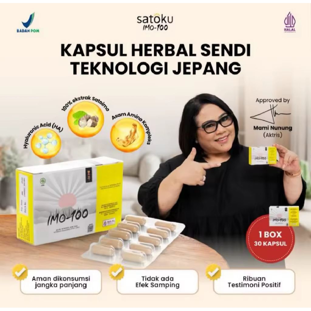 1 BOX Satoku Imo-100 Obat Herbal Nyeri Sendi Lutut Asam Urat Rematik Dan Kolesterol Bpom Satoku Imo1