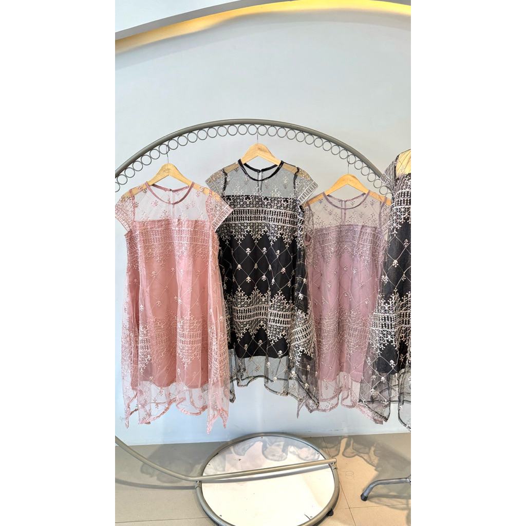 DRESS TUNIK BRUKAT MEWAH LEBARAN KONDANGAN PESTA