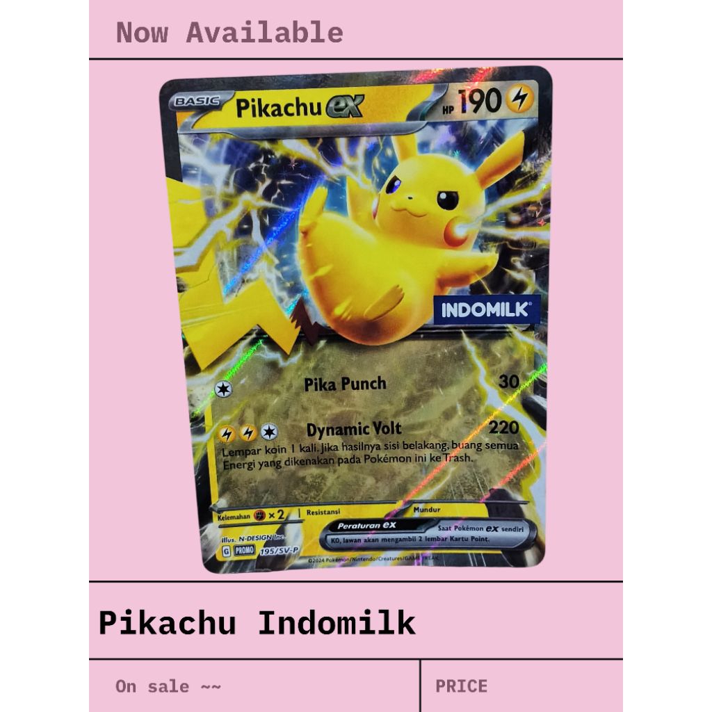 kartu pokemon promo indomilk pikachu