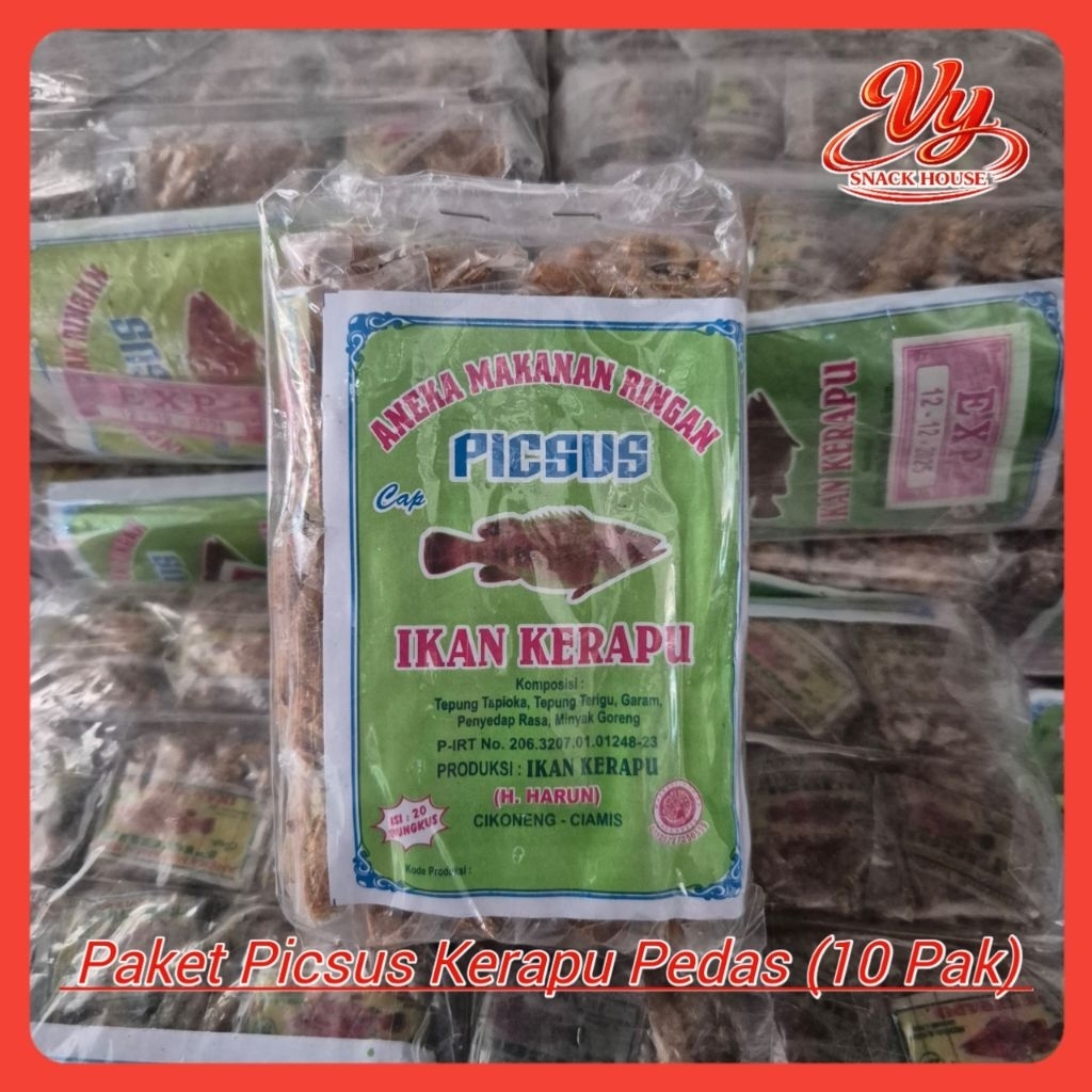 [Paket Hemat] Makaroni Picsus Ikan Kerapu Cemilan Pedas 10 Pak