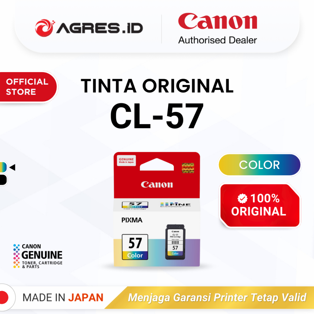 100% ORIGINAL Tinta Canon CL 57 Color - Tinta Canon E410 E470 E3470 E4570 - Tinta Asli
