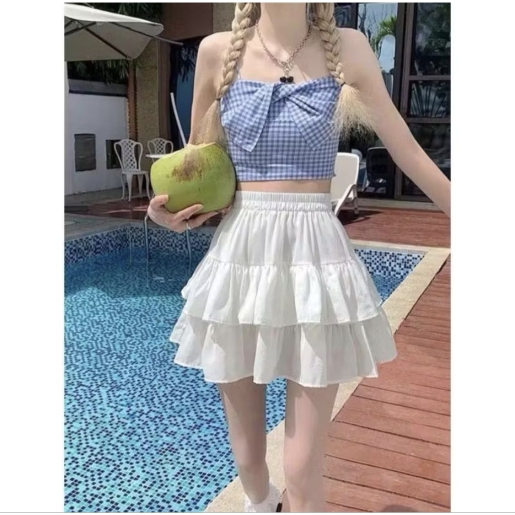Rok POLLY Mini Skirt Susun Pendek / Rok Wanita Pendek