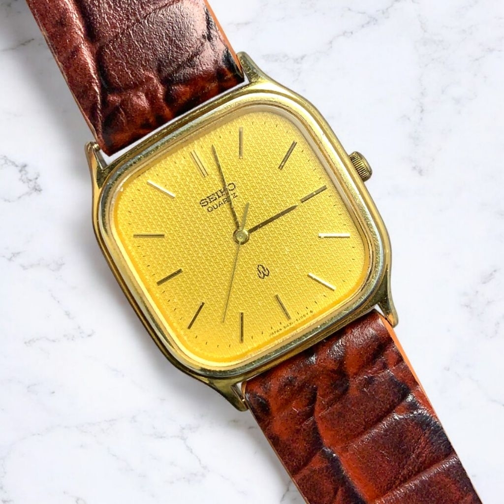 Seiko Tank Waffle Dial SGP Circa 1983's Vintage Watch Original