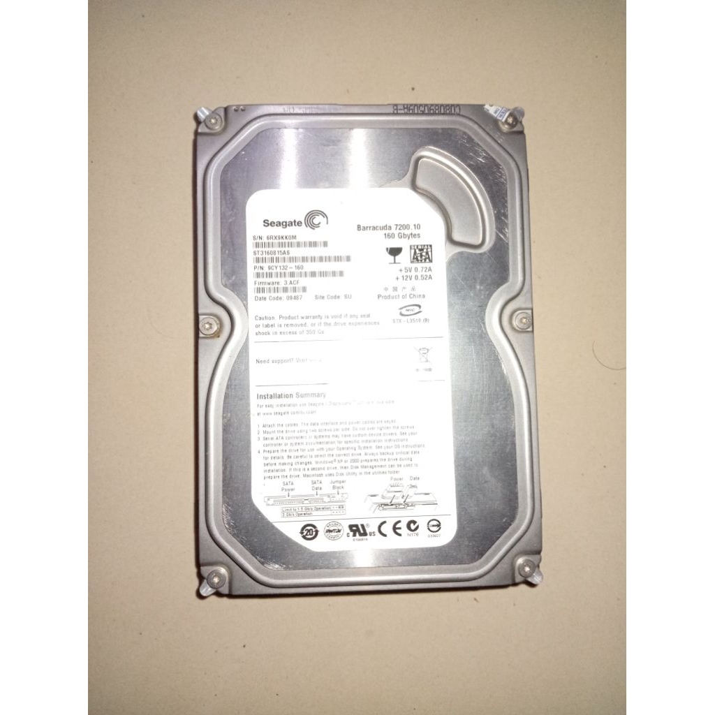 Hardisk PC 160gb sata merek seagate