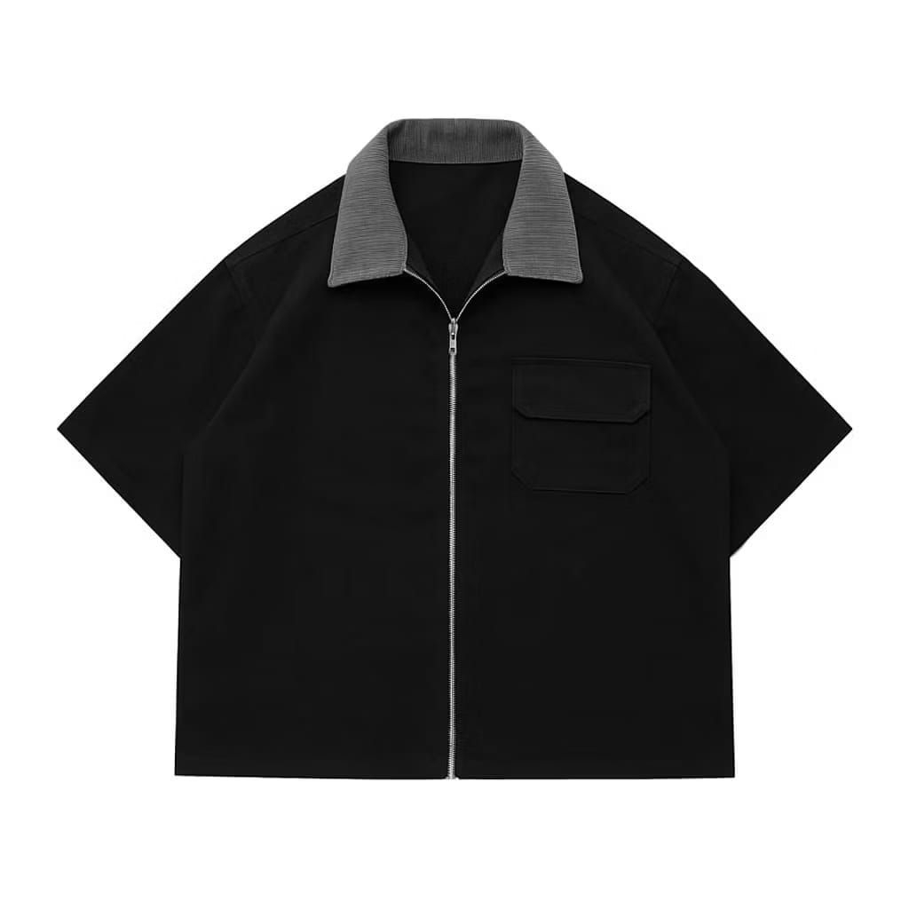 kemeja workshirt Zipper (polos )