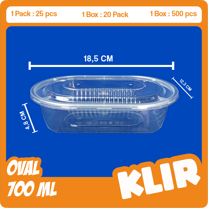 [DOS] oval klir 700ml 450ml tepak oval merk klir / thin wall oval klir 700ml 450ml Thinwall Klir Ova