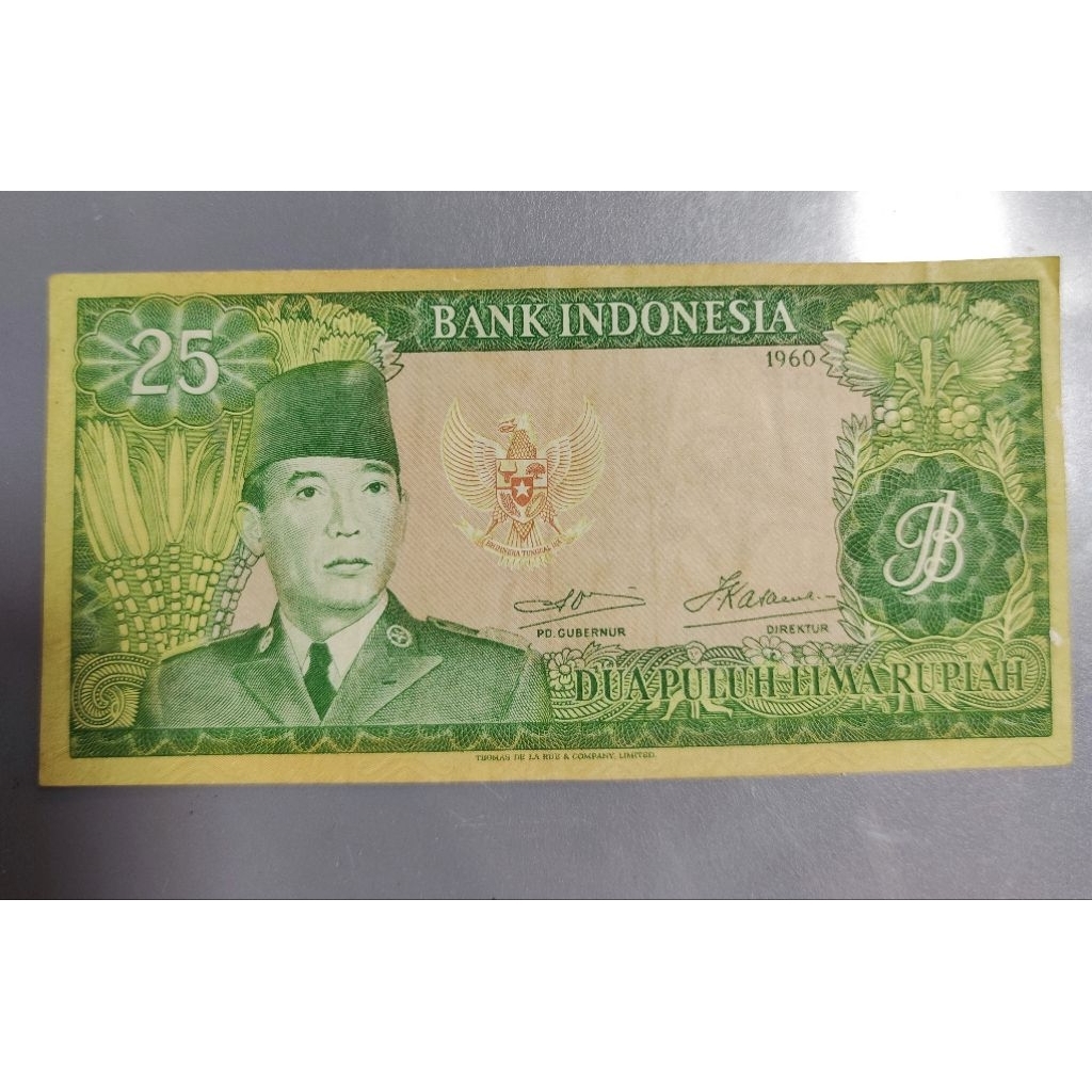 Uang Kuno Rp. 25 - seri Soekarno ..emisi 1960 ..100% Asli ..(Koleksi Pribadi)