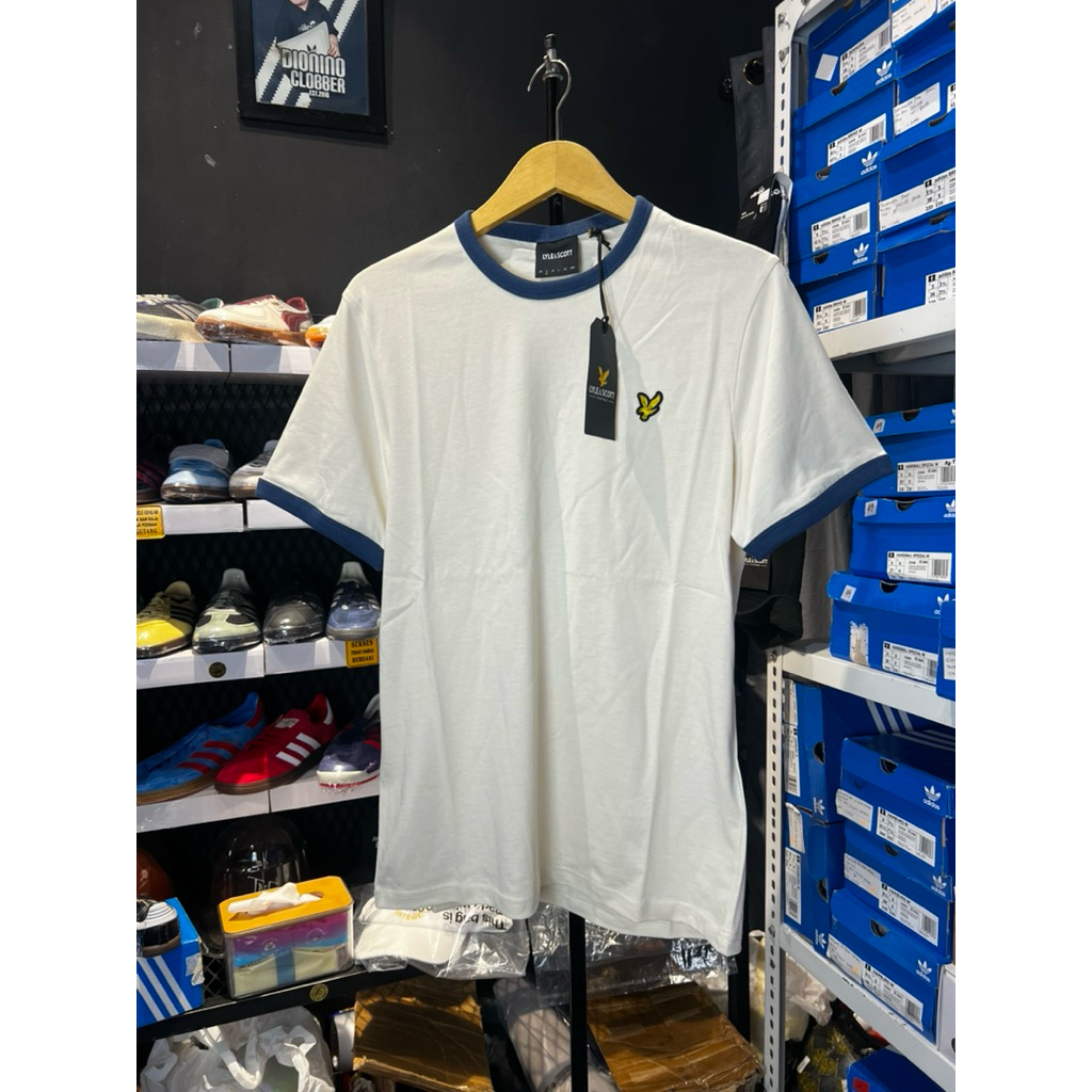 Tshirt Lyle And Scott Ringer Cream Navy Originals